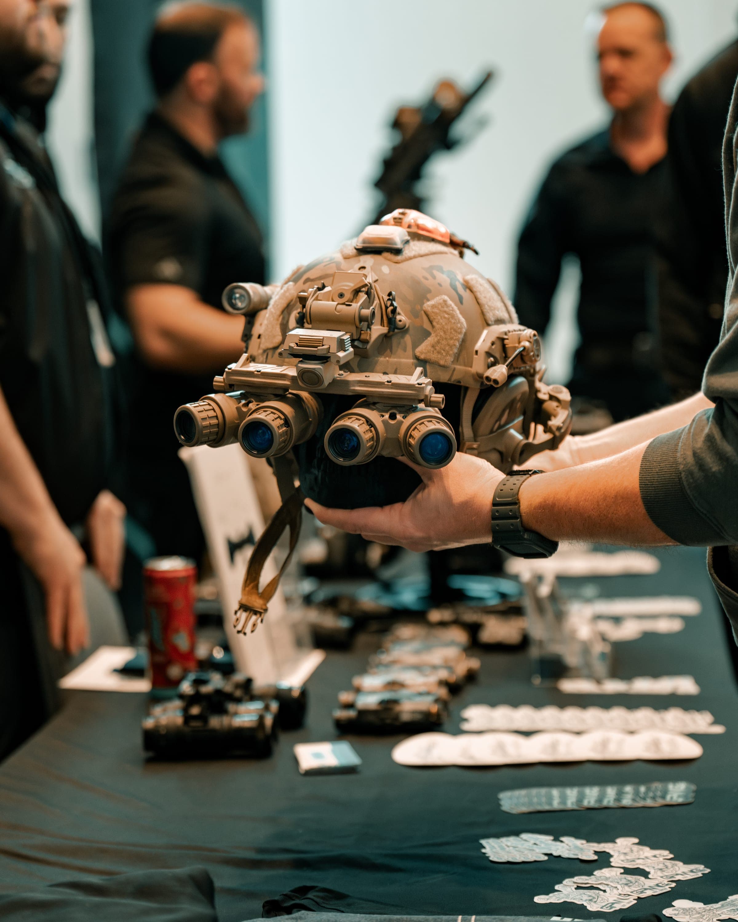 Dealer showroom displaying night vision and tactical equipment